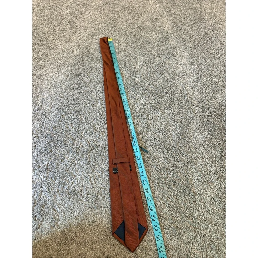 Jos A Bank Executive Collection 100% Silk Orange Striped XL Neck Tie Business